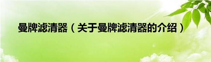 曼牌滤清器（关于曼牌滤清器的介绍）