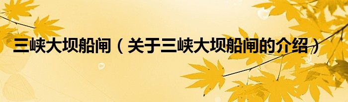 三峡大坝船闸（关于三峡大坝船闸的介绍）
