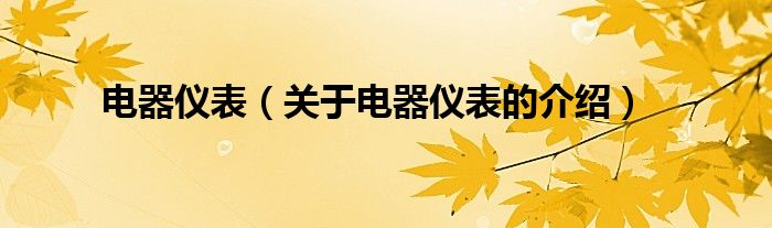 电器仪表（关于电器仪表的介绍）