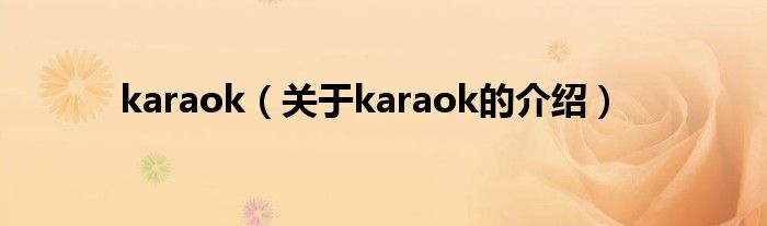 karaok（关于karaok的介绍）