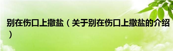 别在伤口上撒盐（关于别在伤口上撒盐的介绍）