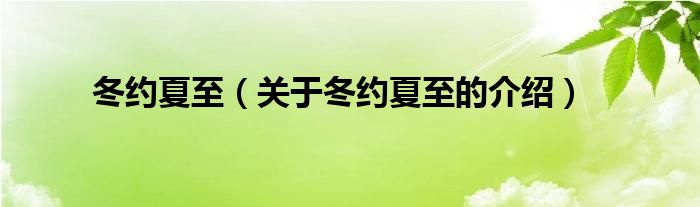 冬约夏至（关于冬约夏至的介绍）