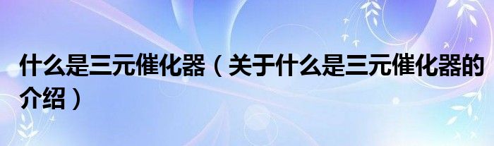 什么是三元催化器（关于什么是三元催化器的介绍）