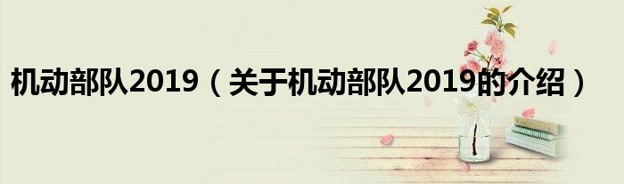 机动部队2019（关于机动部队2019的介绍）