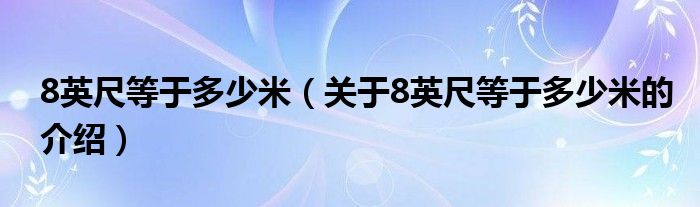 8英尺等于多少米（关于8英尺等于多少米的介绍）