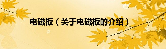 电磁板（关于电磁板的介绍）
