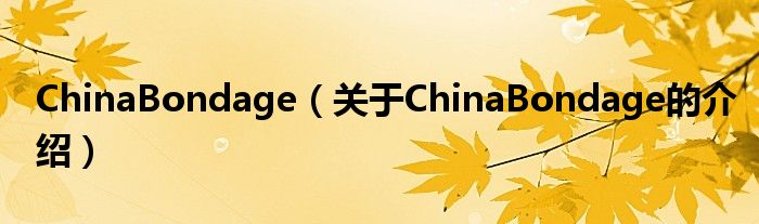 ChinaBondage（关于ChinaBondage的介绍）