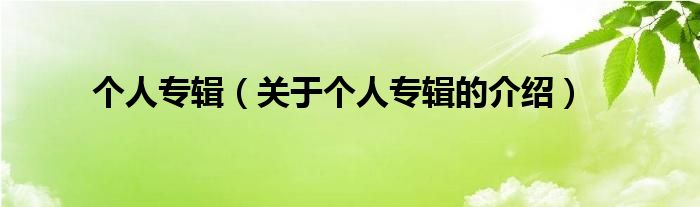 个人专辑（关于个人专辑的介绍）