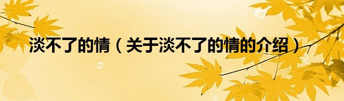 淡不了的情（关于淡不了的情的介绍）