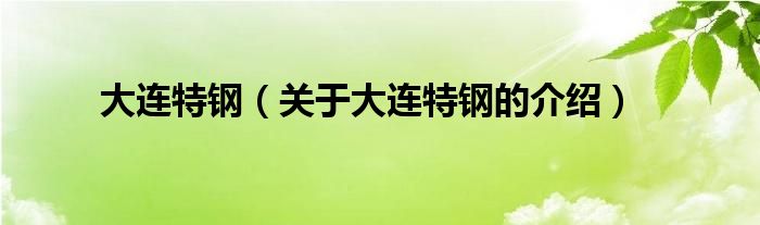大连特钢（关于大连特钢的介绍）
