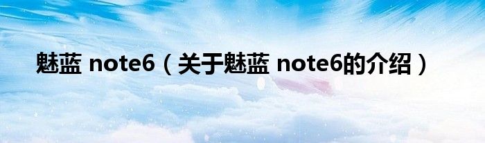 魅蓝 note6（关于魅蓝 note6的介绍）