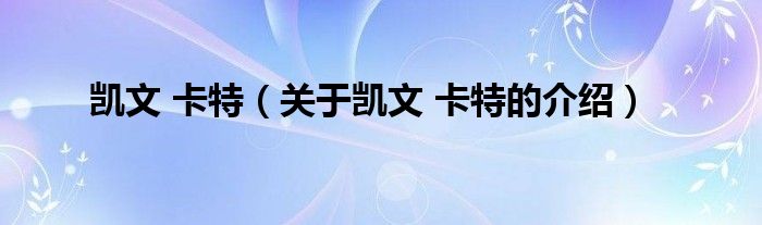 凯文 卡特（关于凯文 卡特的介绍）
