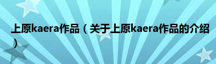 上原kaera作品（关于上原kaera作品的介绍）