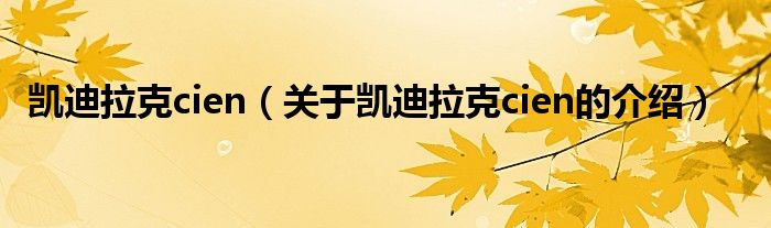 凯迪拉克cien（关于凯迪拉克cien的介绍）
