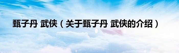 甄子丹 武侠（关于甄子丹 武侠的介绍）