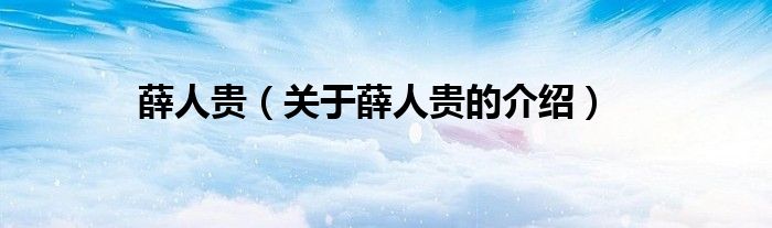 薛人贵（关于薛人贵的介绍）