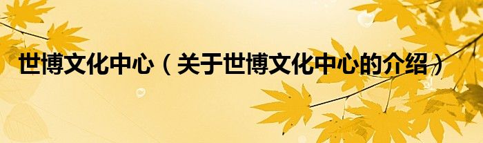 世博文化中心（关于世博文化中心的介绍）