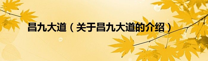 昌九大道（关于昌九大道的介绍）