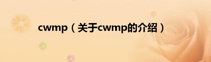 cwmp（关于cwmp的介绍）