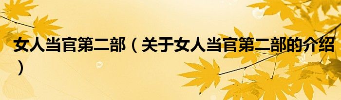 女人当官第二部（关于女人当官第二部的介绍）