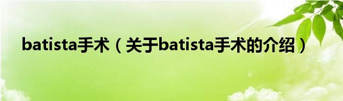 batista手术（关于batista手术的介绍）