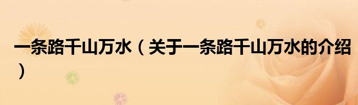一条路千山万水（关于一条路千山万水的介绍）