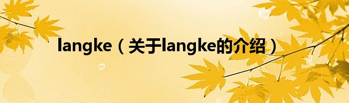 langke（关于langke的介绍）