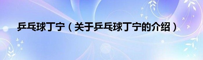 乒乓球丁宁（关于乒乓球丁宁的介绍）