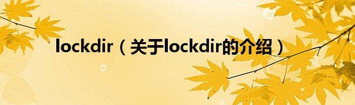 lockdir（关于lockdir的介绍）