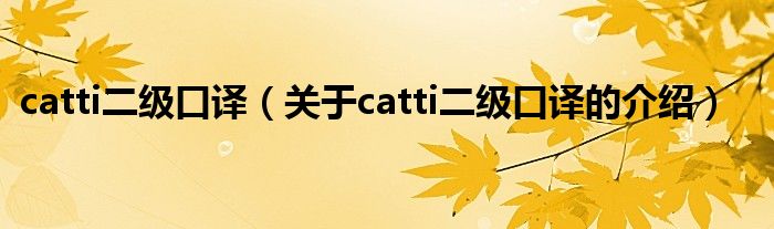 catti二级口译（关于catti二级口译的介绍）