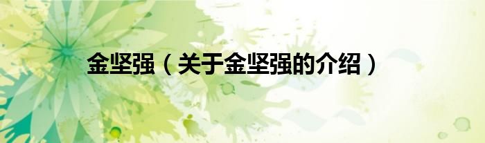金坚强（关于金坚强的介绍）