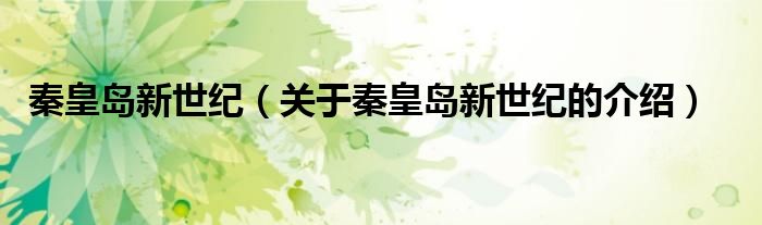 秦皇岛新世纪（关于秦皇岛新世纪的介绍）