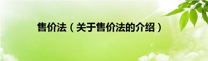 售价法（关于售价法的介绍）