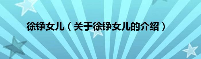 徐铮女儿（关于徐铮女儿的介绍）