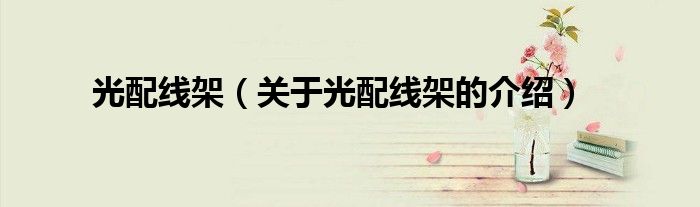 光配线架（关于光配线架的介绍）