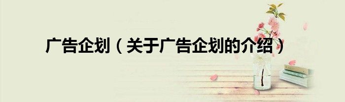 广告企划（关于广告企划的介绍）