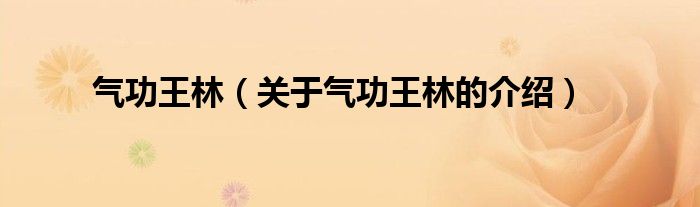 气功王林（关于气功王林的介绍）
