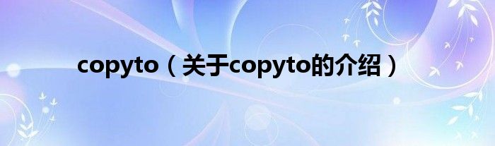 copyto（关于copyto的介绍）