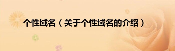 个性域名（关于个性域名的介绍）
