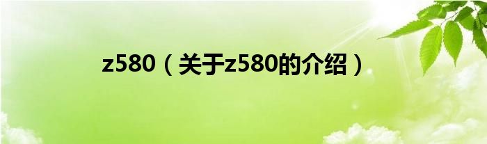 z580（关于z580的介绍）