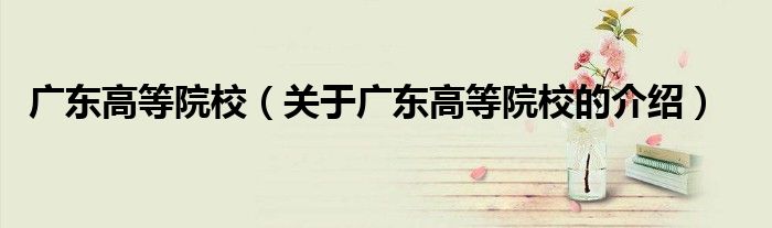 广东高等院校（关于广东高等院校的介绍）