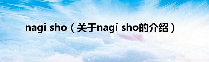 nagi sho（关于nagi sho的介绍）