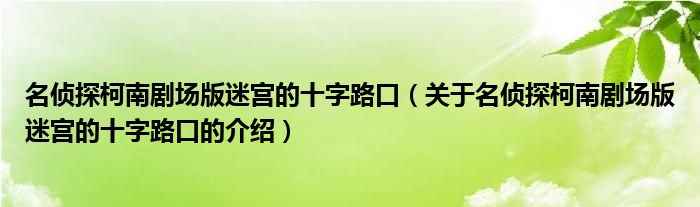 名侦探柯南剧场版迷宫的十字路口（关于名侦探柯南剧场版迷宫的十字路口的介绍）