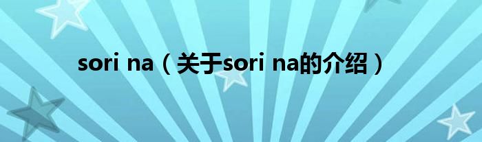sori na（关于sori na的介绍）