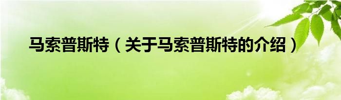 马索普斯特（关于马索普斯特的介绍）