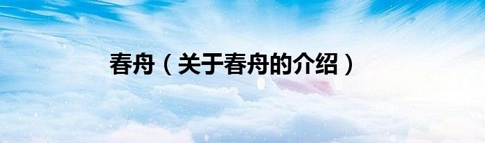 春舟（关于春舟的介绍）