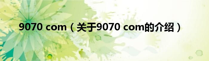 9070 com（关于9070 com的介绍）