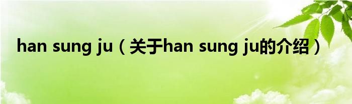 han sung ju（关于han sung ju的介绍）