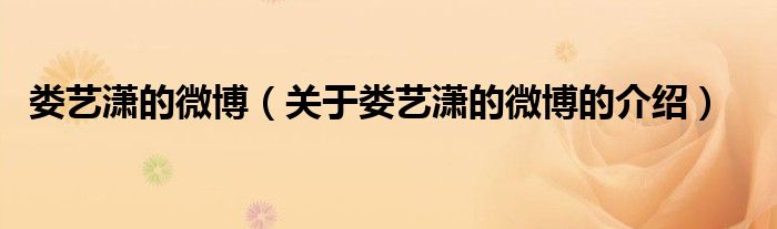 娄艺潇的微博（关于娄艺潇的微博的介绍）
