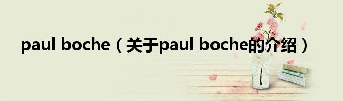 paul boche（关于paul boche的介绍）